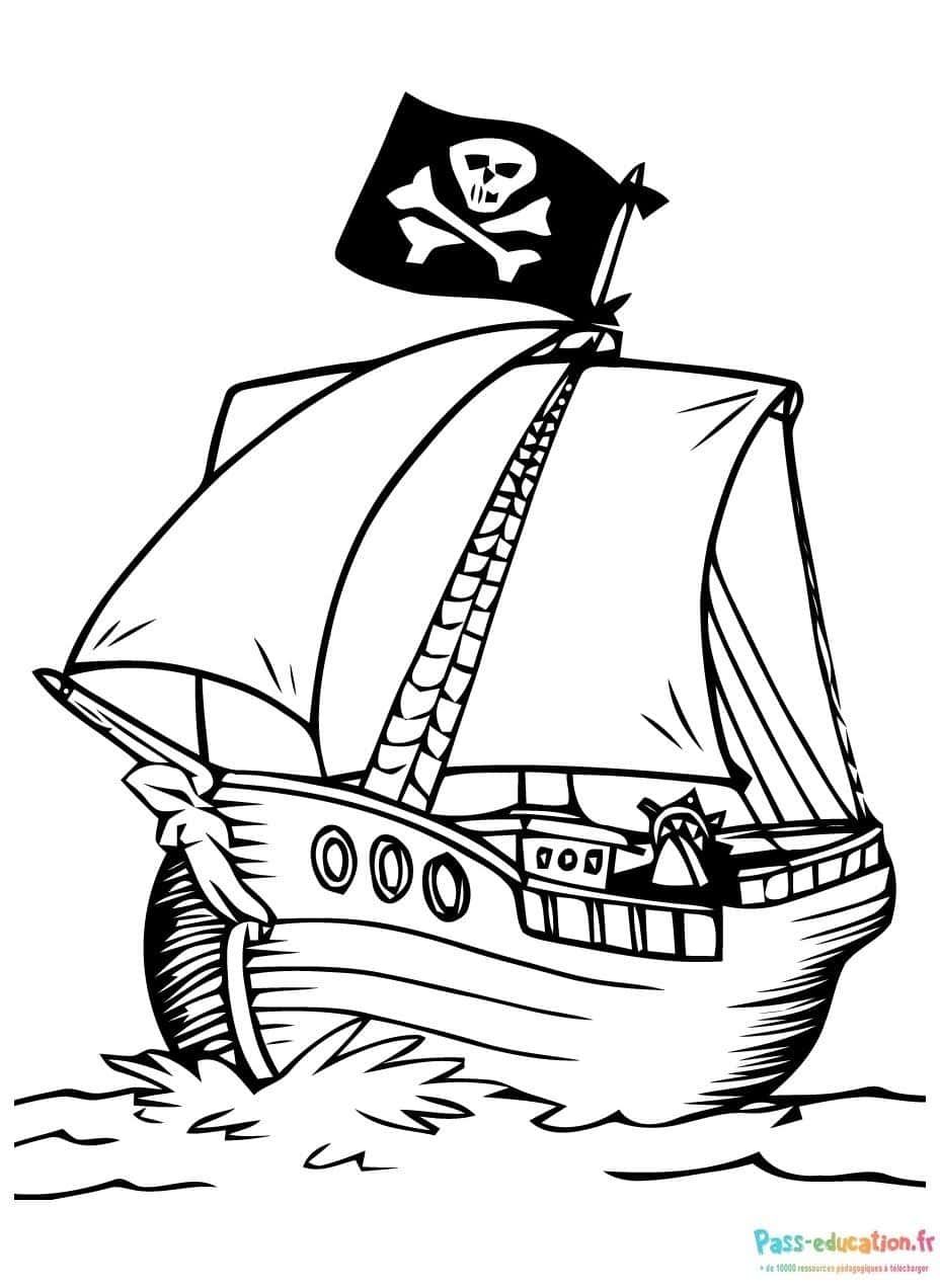 Coloriage Bateau pirate à imprimer et colorier