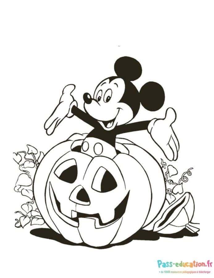 Coloriage Mickey et Citrouille à imprimer et colorier