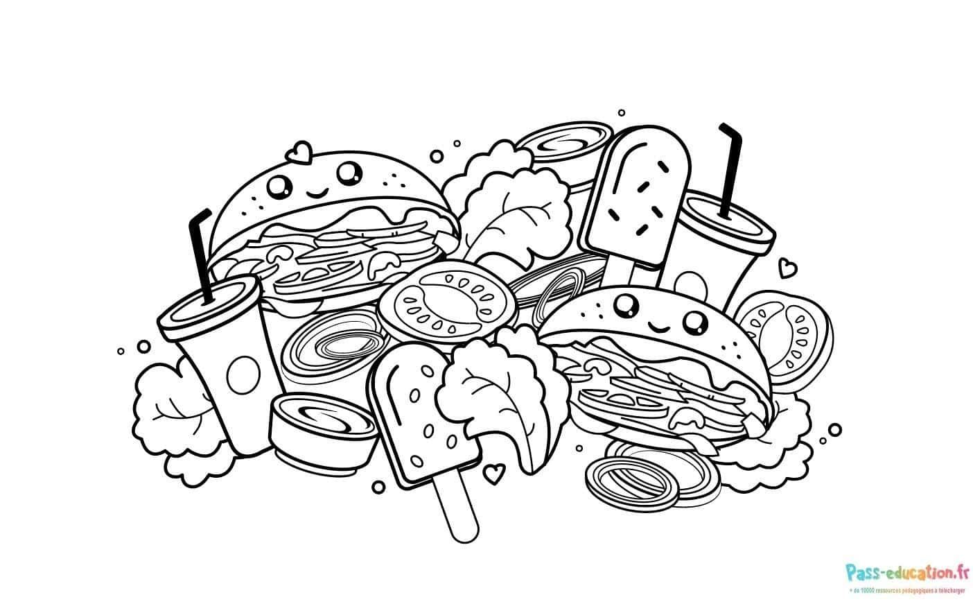 Coloriage Fast-food fantaisie à imprimer et colorier