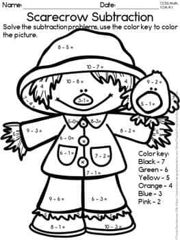 Coloriage Subtraction Scarecrow à imprimer et colorier
