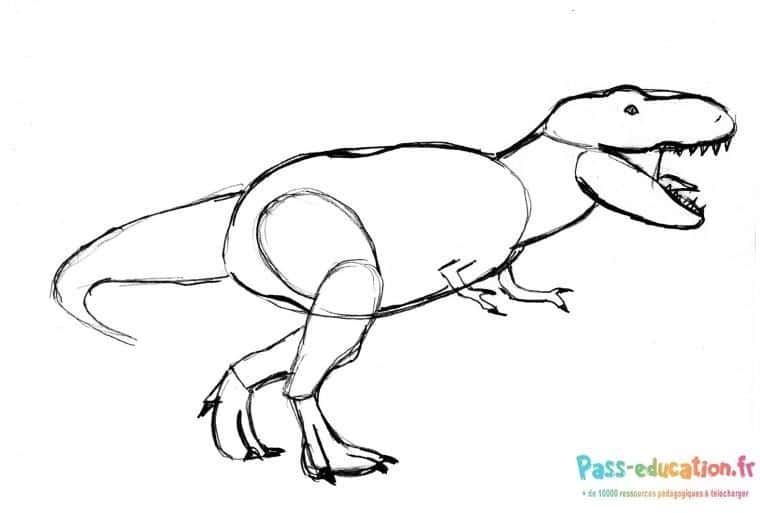 Coloriage Tyrannosaure en action à imprimer et colorier