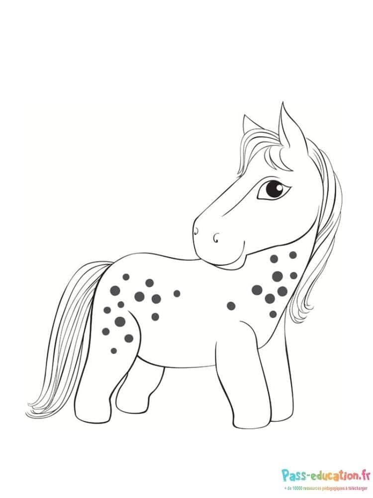 Coloriage Poney à pois à imprimer et colorier