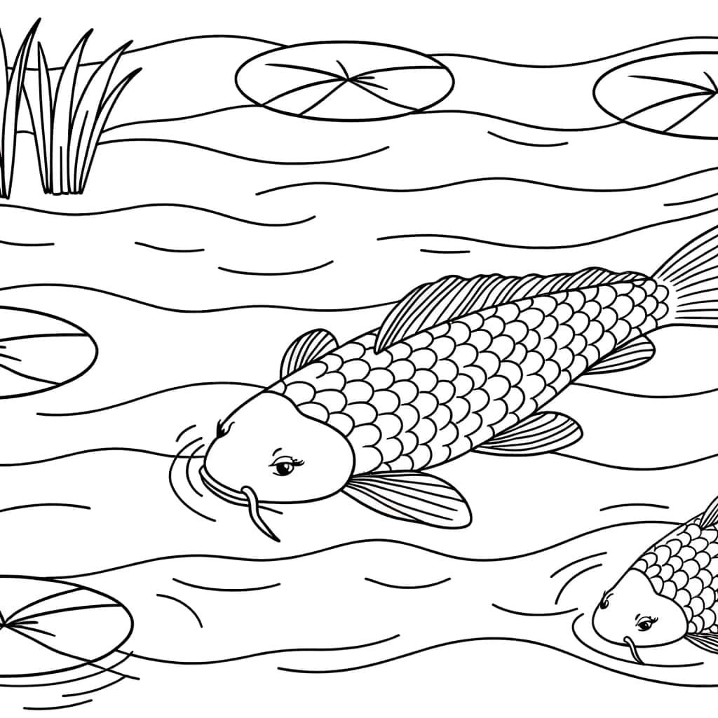 Coloriage Carpe Koï à imprimer et colorier