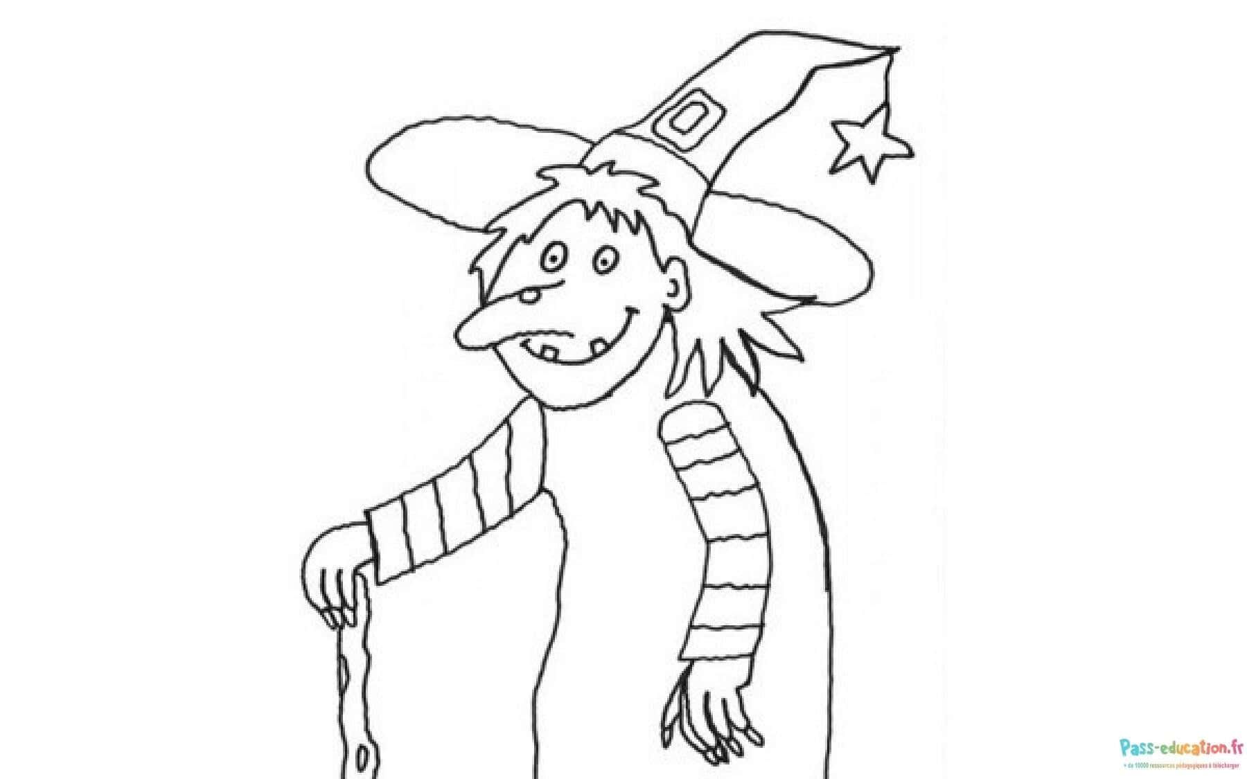 Coloriage Sorcière joyeuse à imprimer et colorier