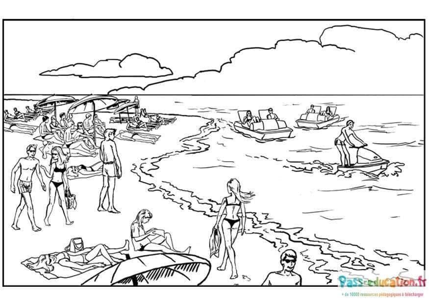 Coloriage Journée à la plage à imprimer et colorier