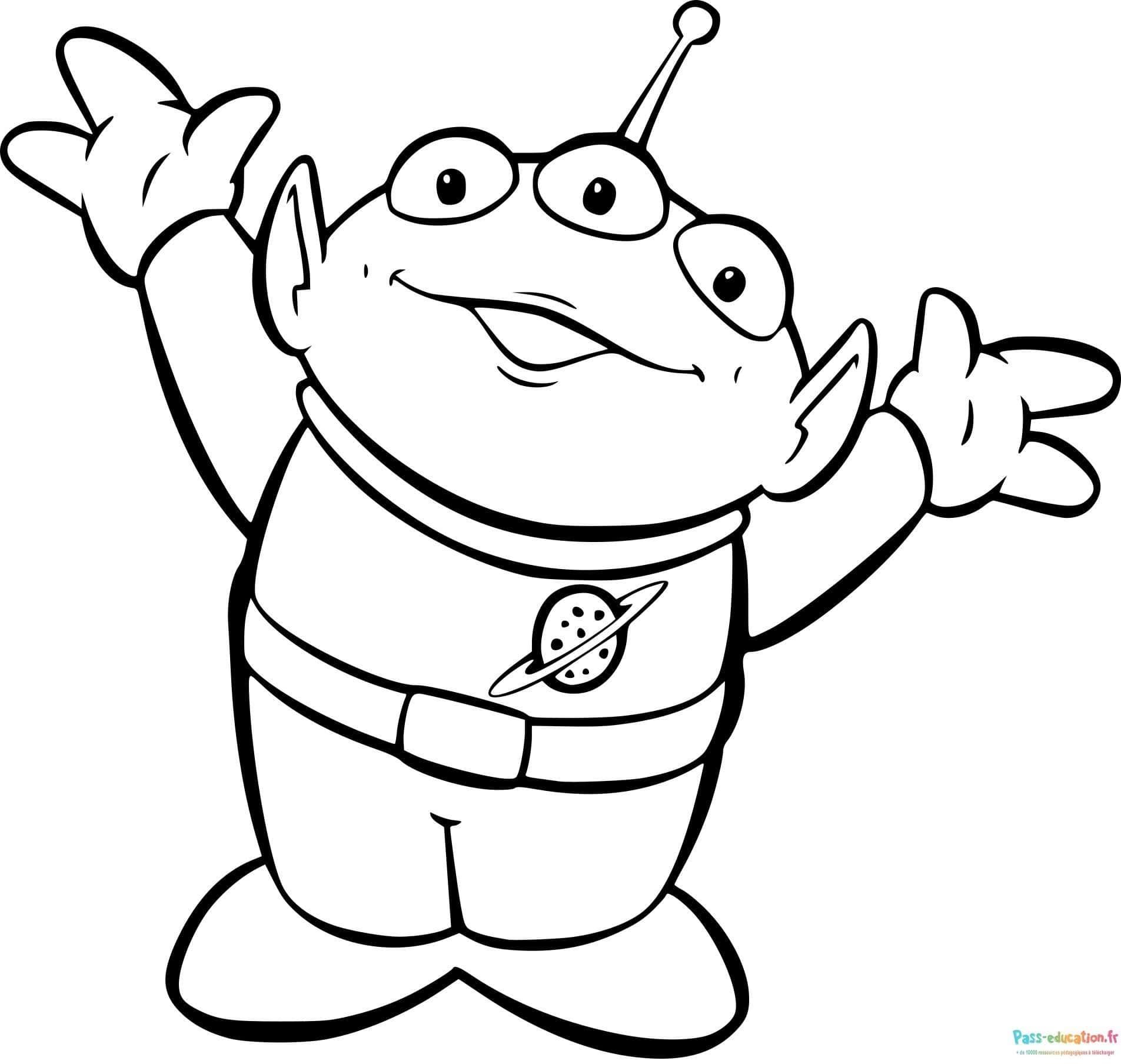 Coloriage Alien saluant à imprimer et colorier