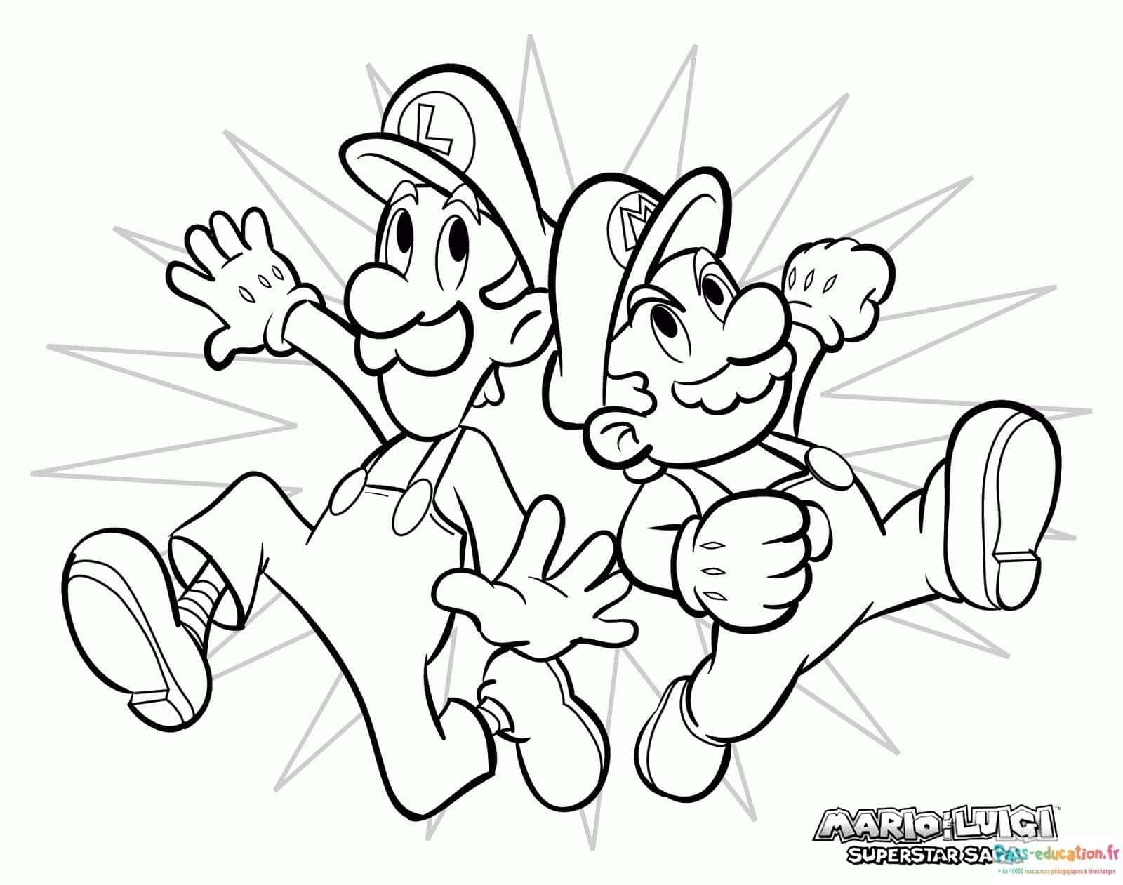 Coloriage Mario et Luigi à imprimer et colorier