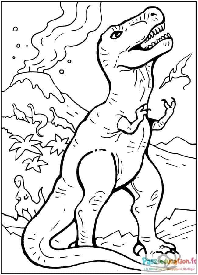 Coloriage Tyrannosaure rugissant à imprimer et colorier
