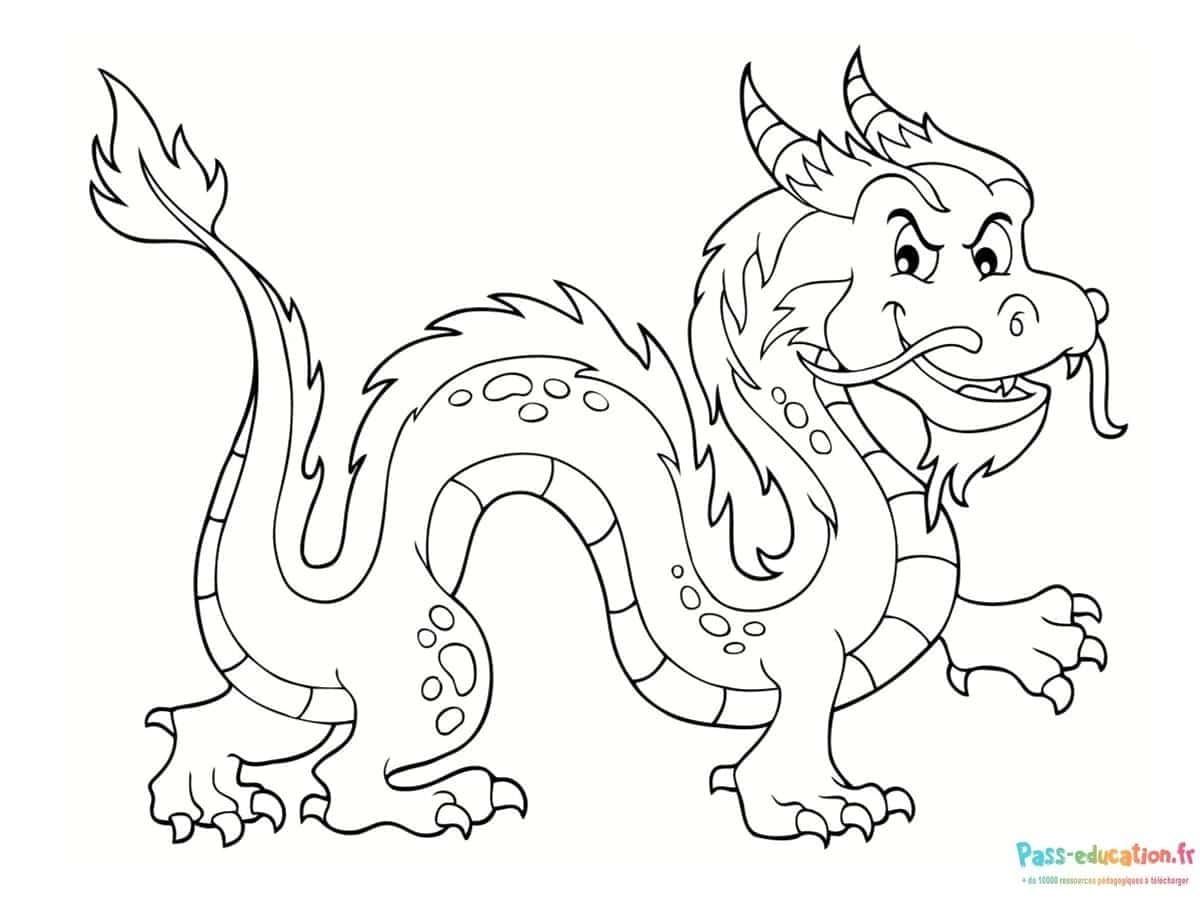 Coloriage Dragon souriant à imprimer et colorier