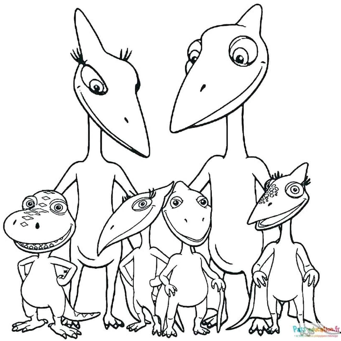 Coloriage Famille de dinosaures à imprimer et colorier