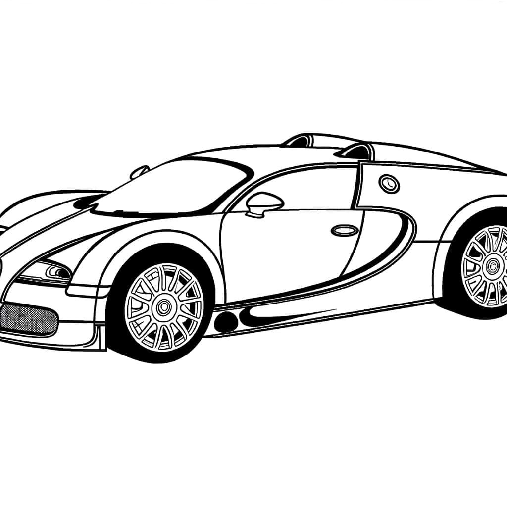 Coloriage Bugatti stylisée à imprimer et colorier