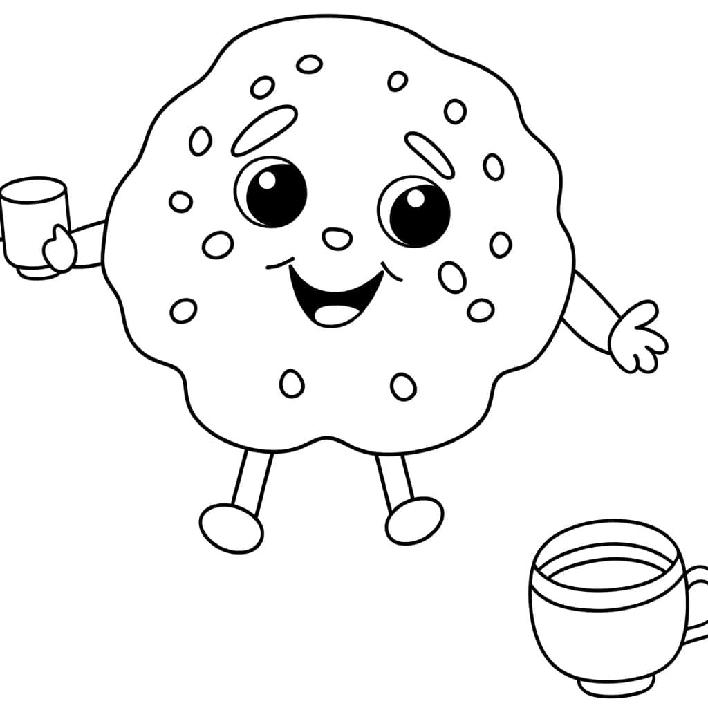 Coloriage Biscuit souriant à imprimer et colorier
