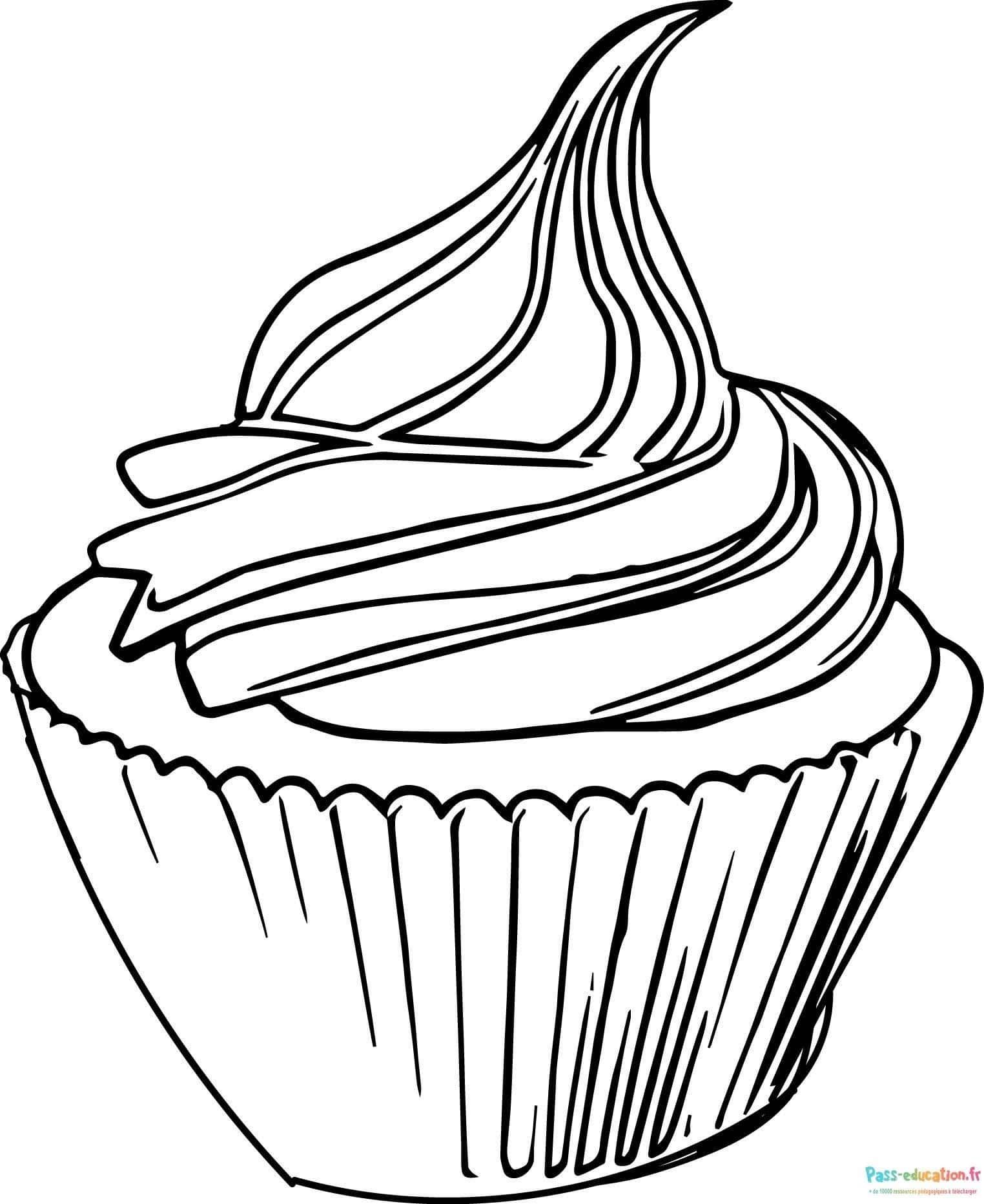 Coloriage Cupcake onctueux à imprimer et colorier