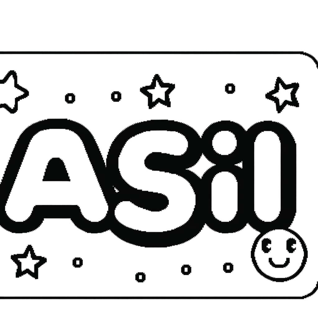 Coloriage Ascii souriant étoilé à imprimer et colorier