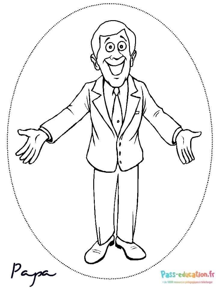 Coloriage Papa en costume à imprimer et colorier