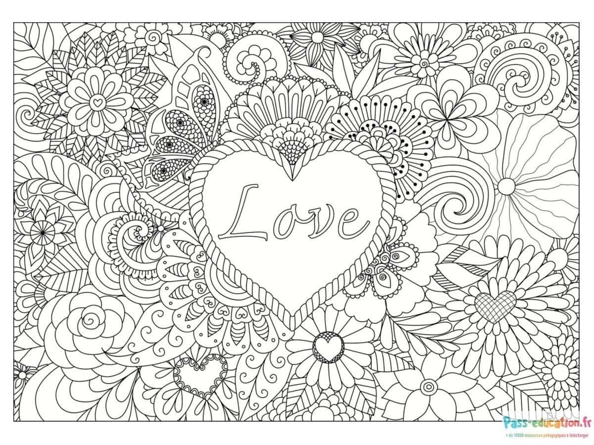 Coloriage Amour Fleuri à imprimer et colorier