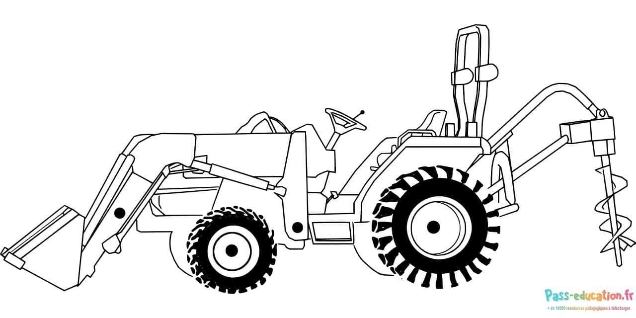Coloriage Excavatrice et foreuse à imprimer et colorier