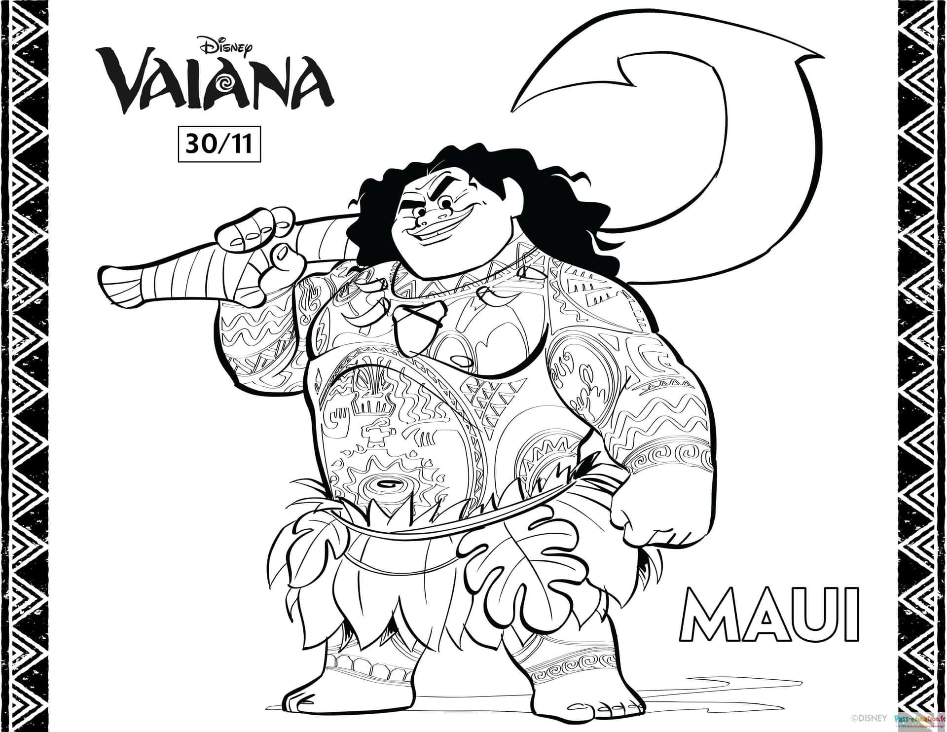 Coloriage Maui de Vaiana à imprimer et colorier