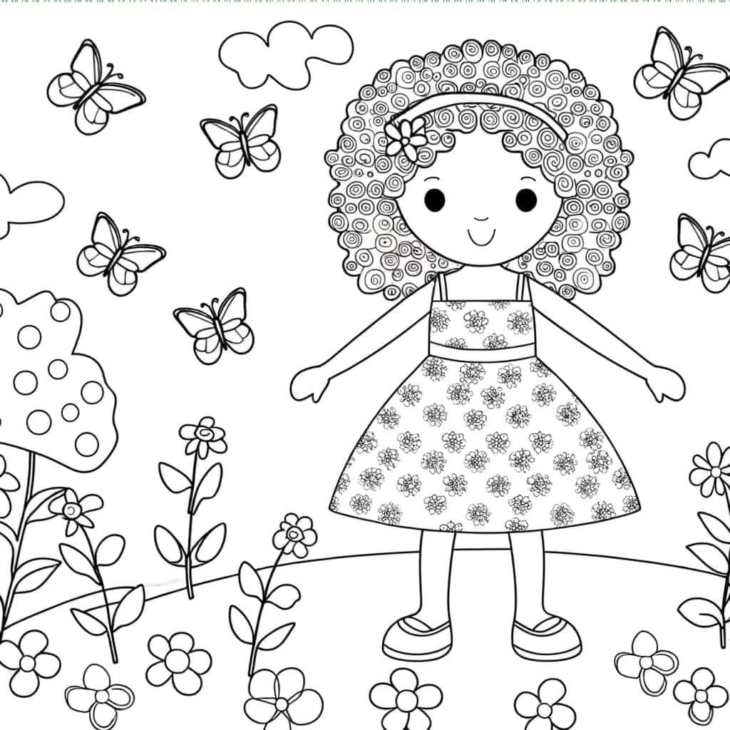 Coloriage Asha dans le jardin à imprimer et colorier