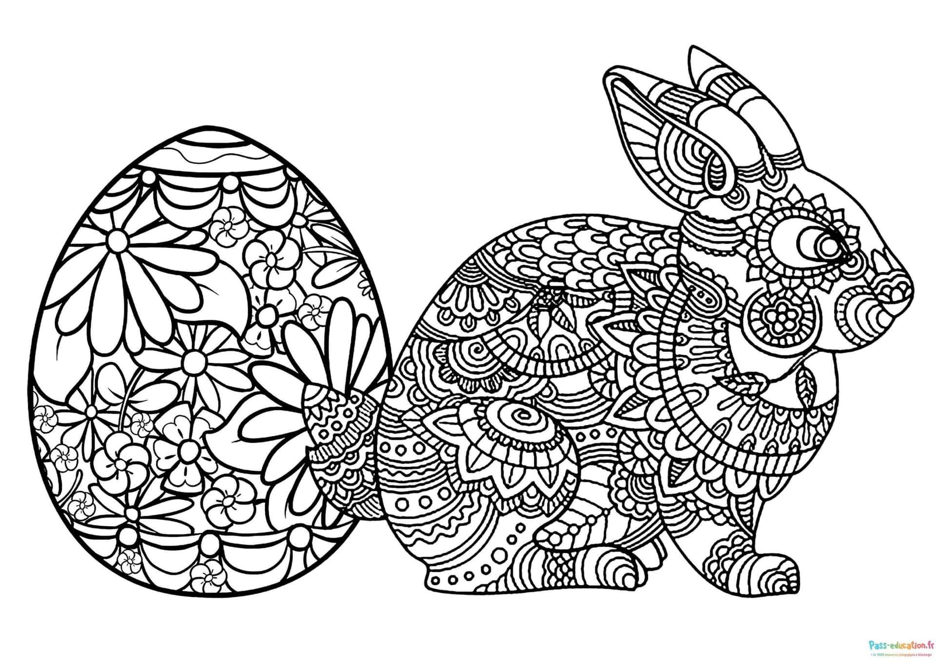 Coloriage Lapin de Pâques à imprimer et colorier