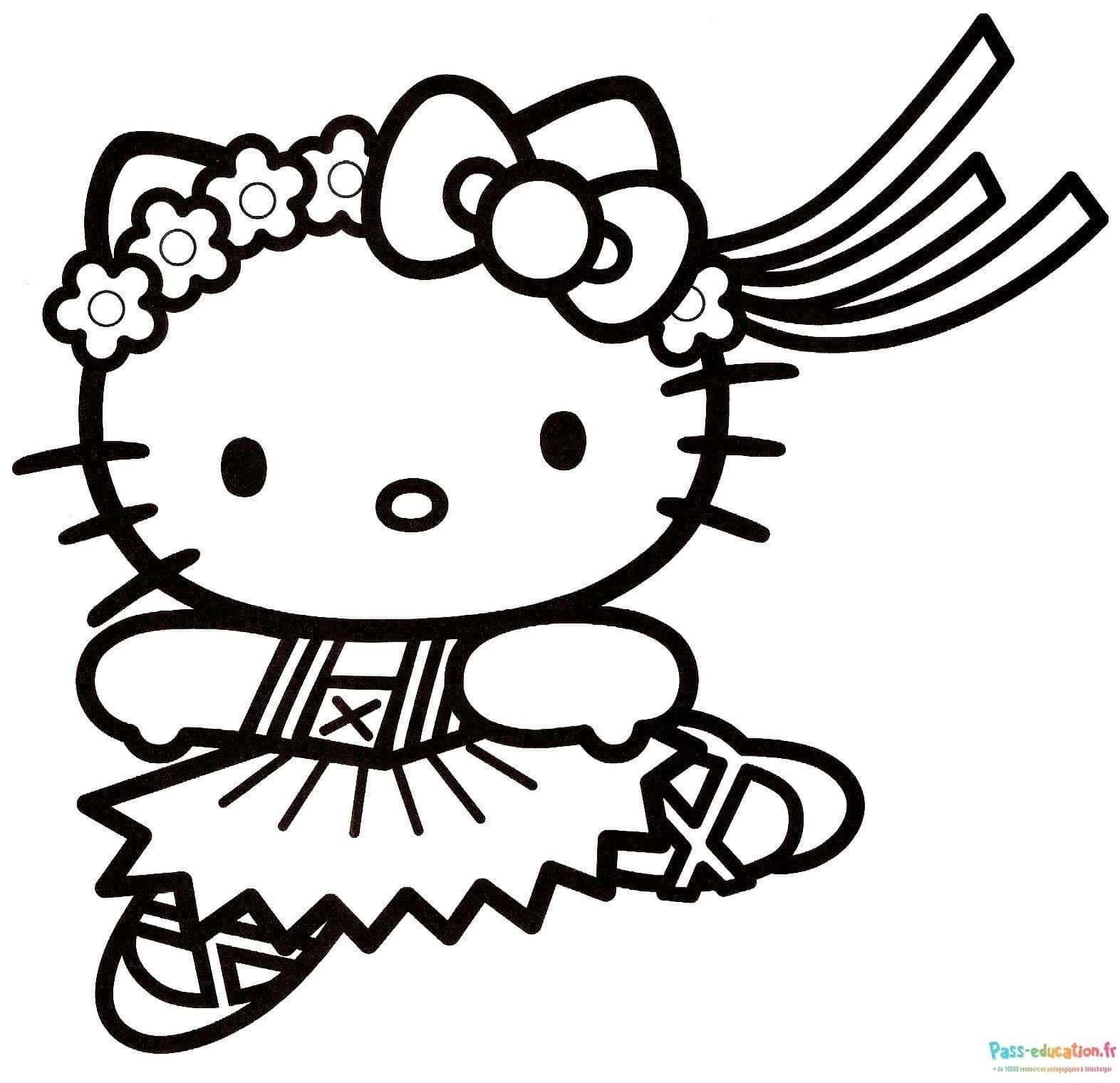Coloriage Hello Kitty sportive à imprimer et colorier
