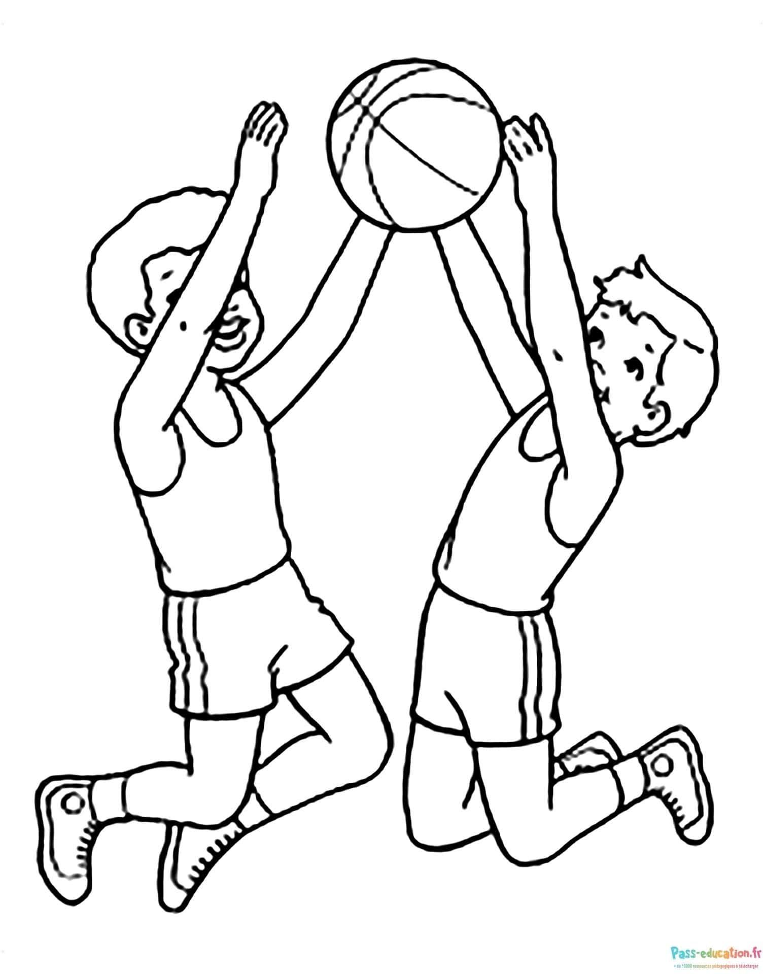 Coloriage Jeunes basketteurs à imprimer et colorier