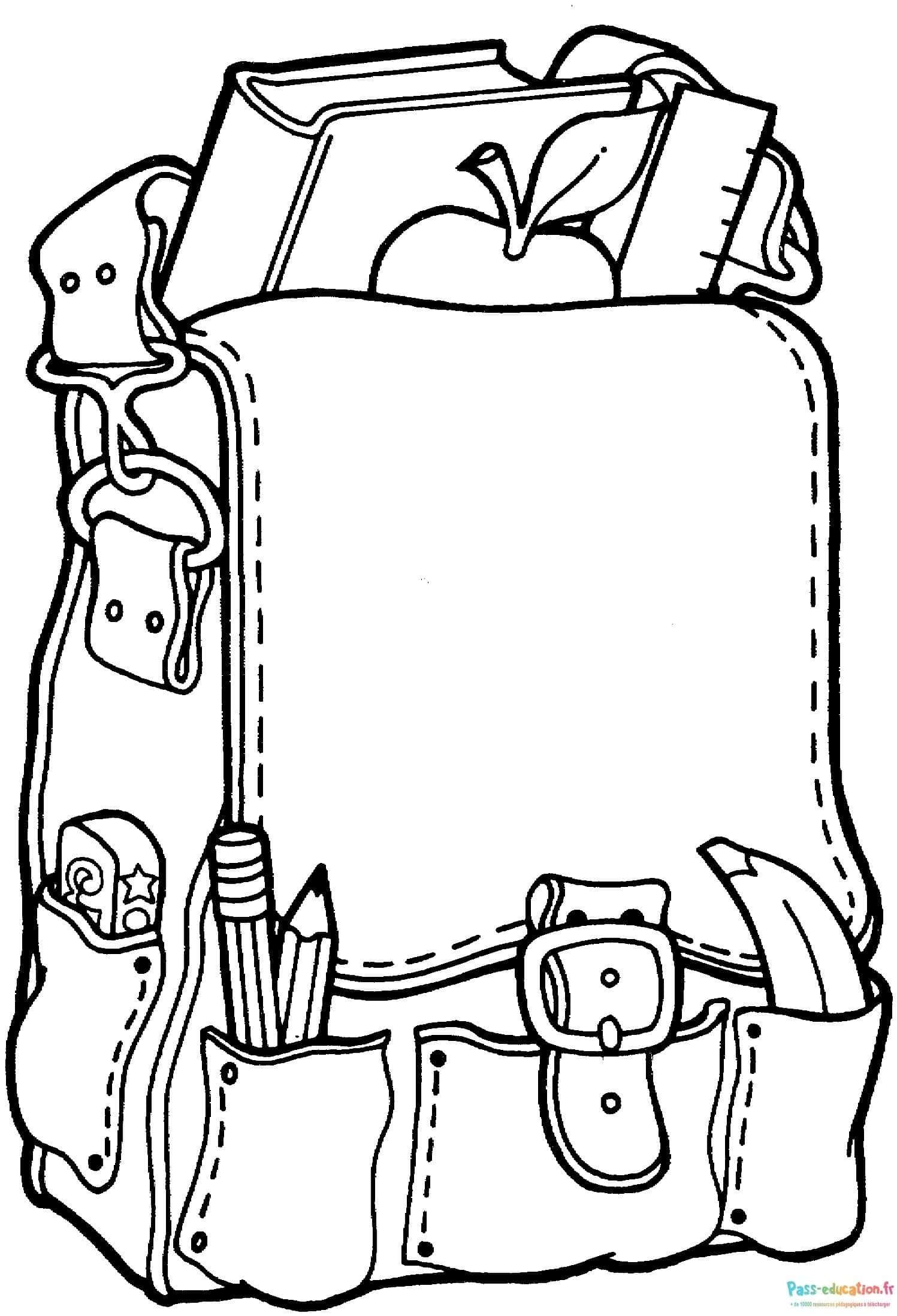 Coloriage Sac à dos écolier à imprimer et colorier