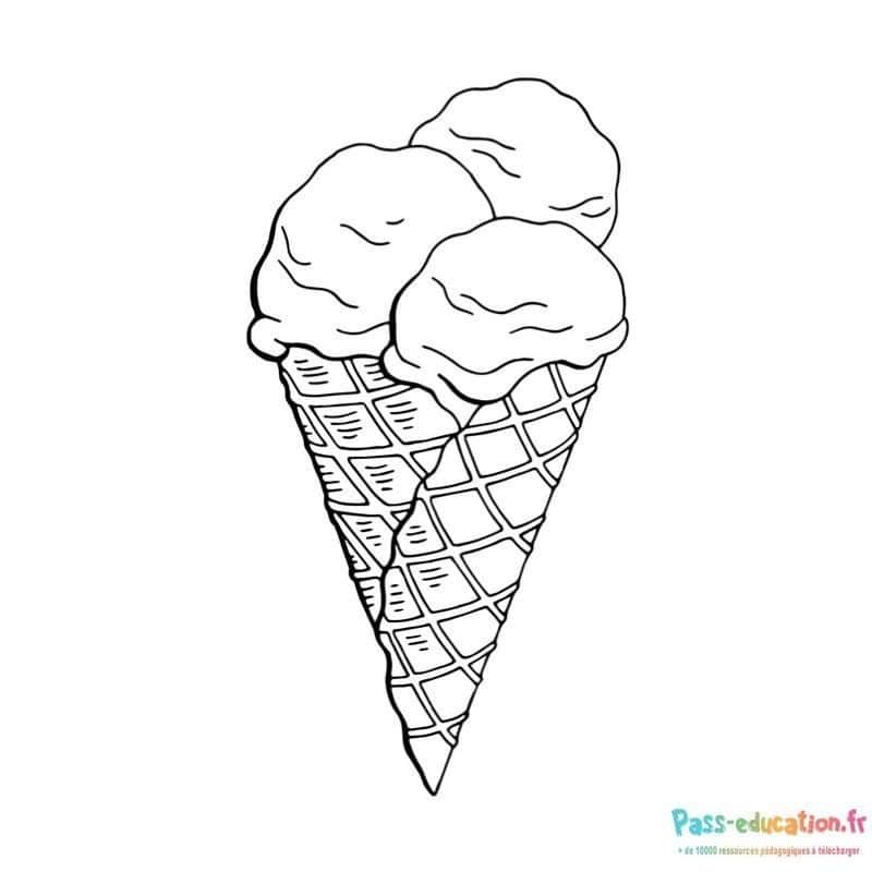 Coloriage Cône de glace à imprimer et colorier