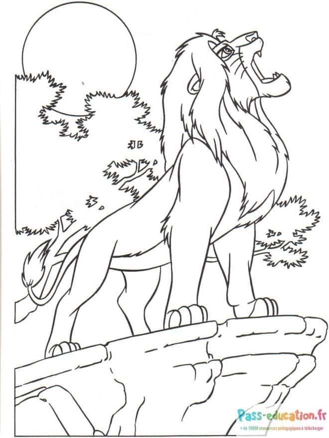Coloriage Roi Lion Roche à imprimer et colorier