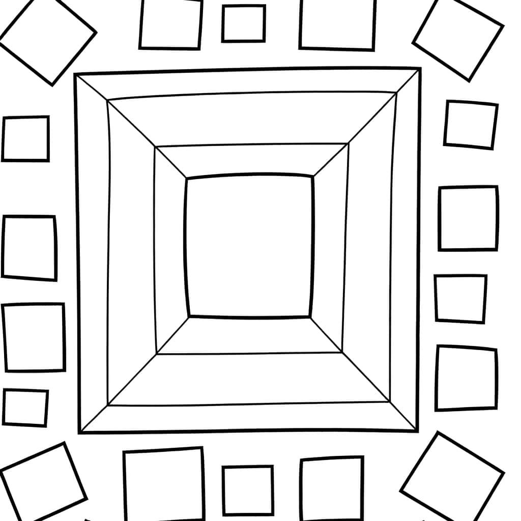 Coloriage Carrés en perspective à imprimer et colorier
