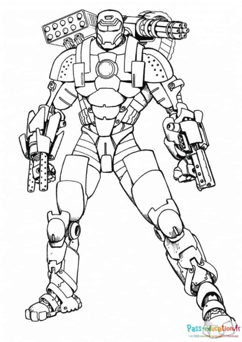 Coloriage Iron Man en action à imprimer et colorier