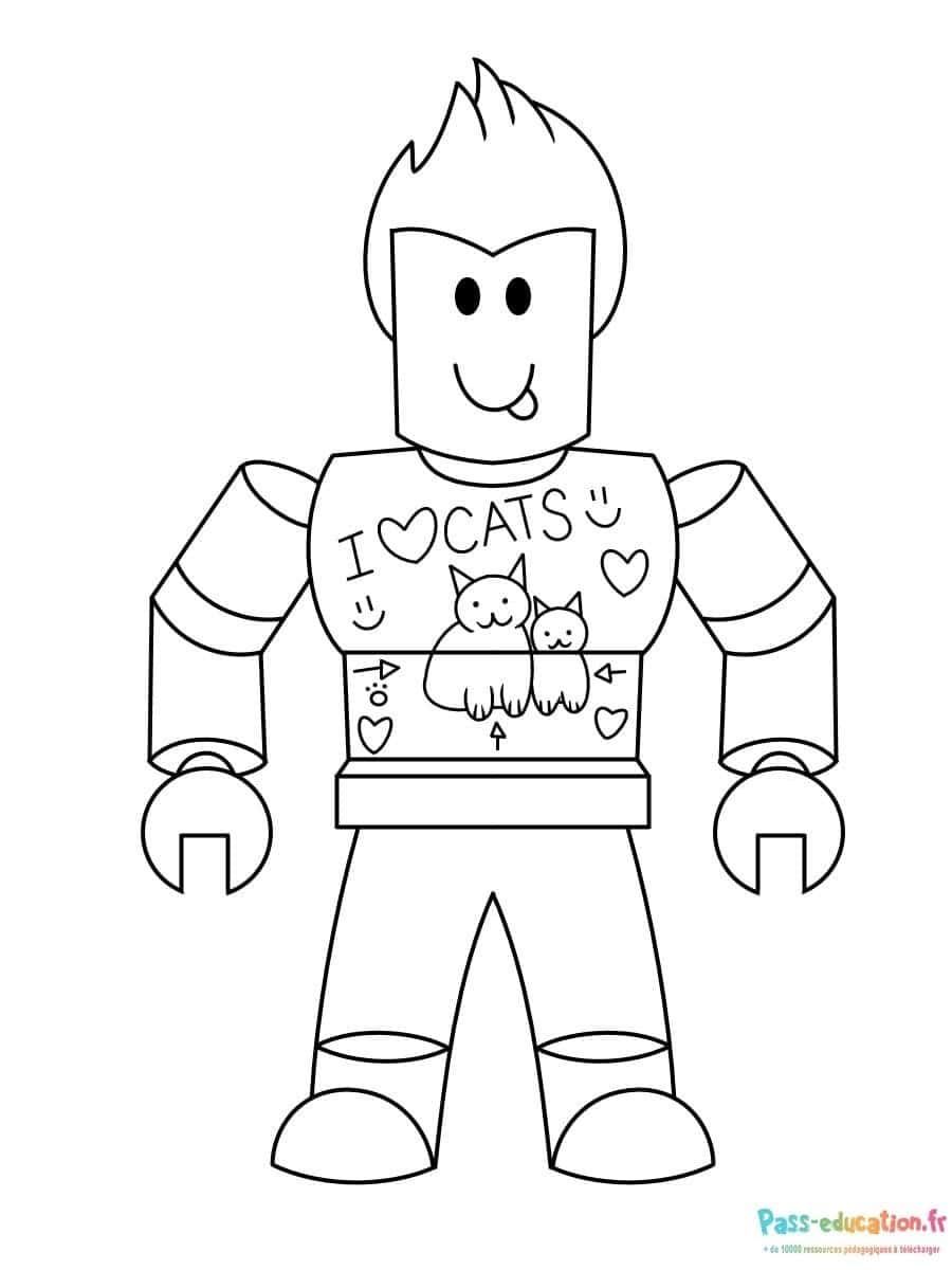 Coloriage Roblox amoureux des chats à imprimer et colorier