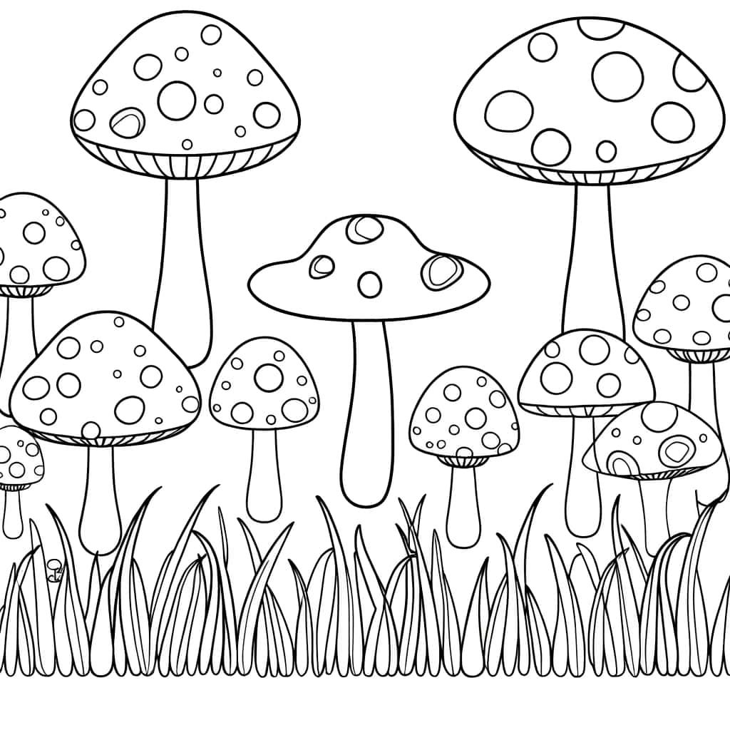 Coloriage Champignons fantaisistes à imprimer et colorier