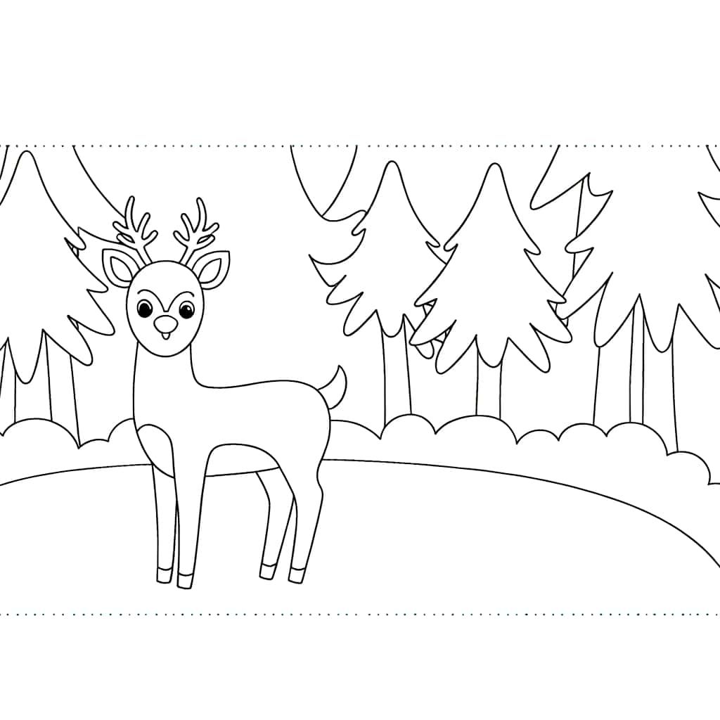 Coloriage Chevreuil en forêt à imprimer et colorier