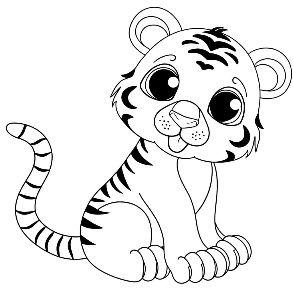 Coloriage Bébé Tigre à imprimer et colorier