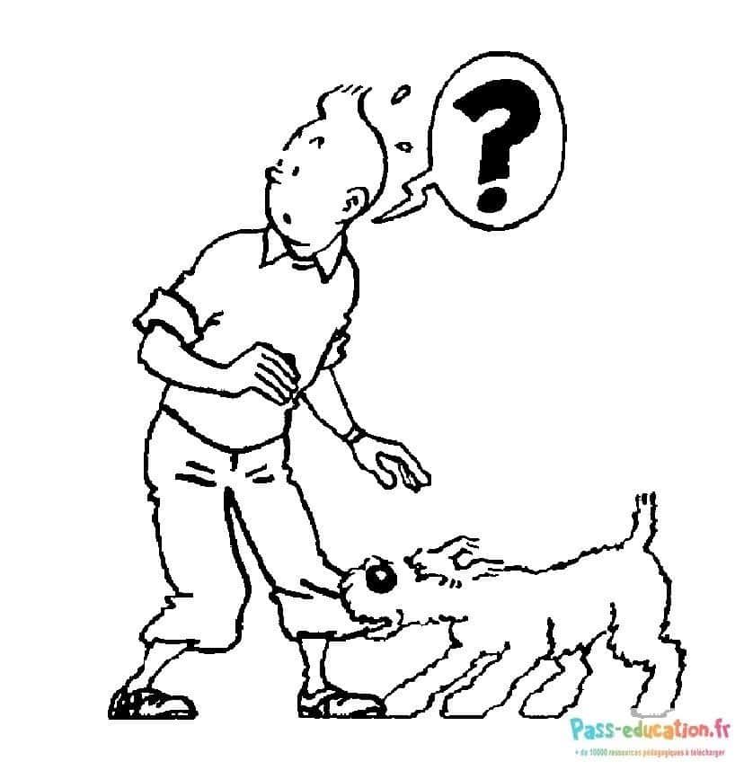 Coloriage Tintin et Milou surpris à imprimer et colorier