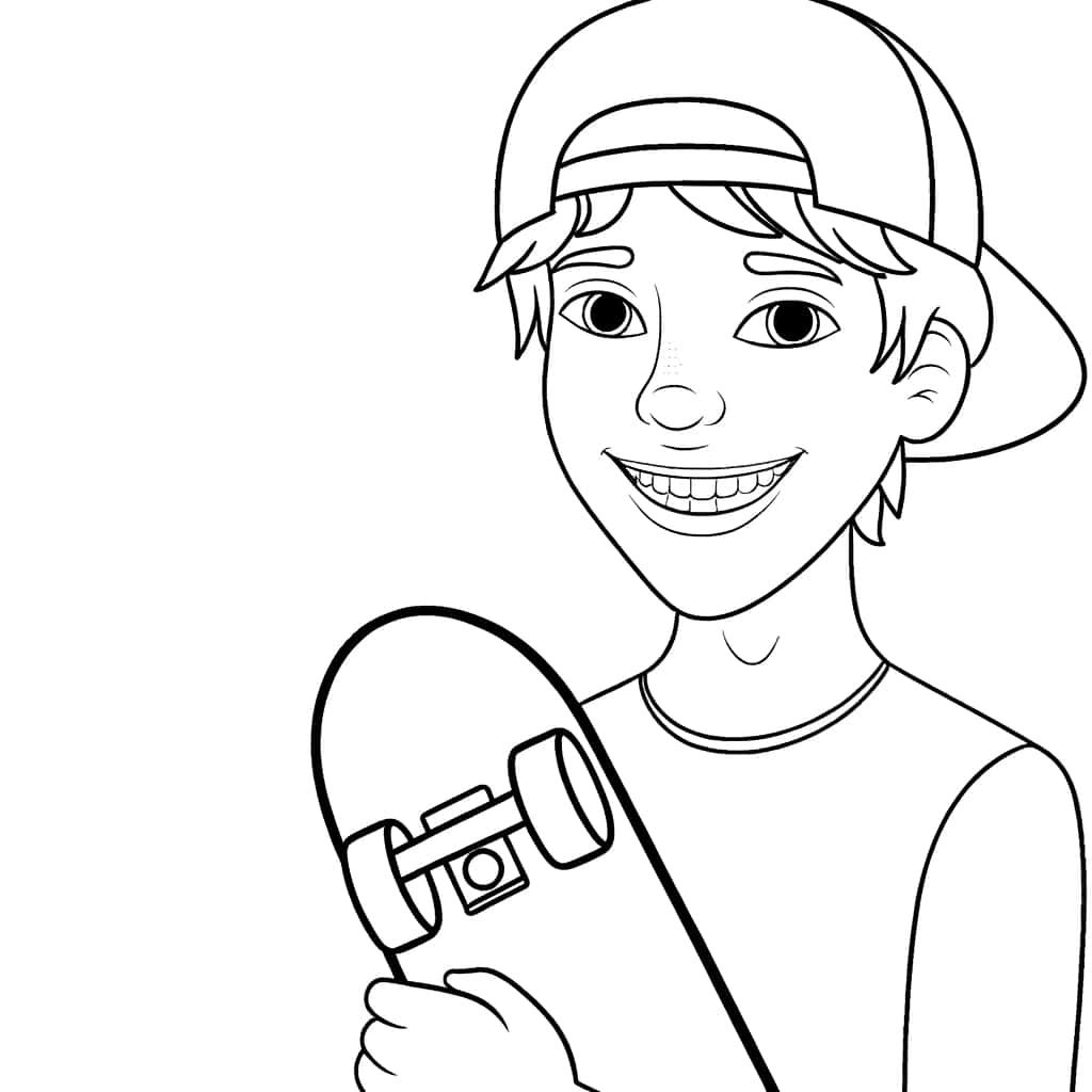 Coloriage Ado skateur à imprimer et colorier