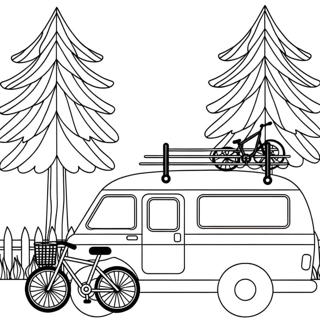 Coloriage Camping en forêt à imprimer et colorier