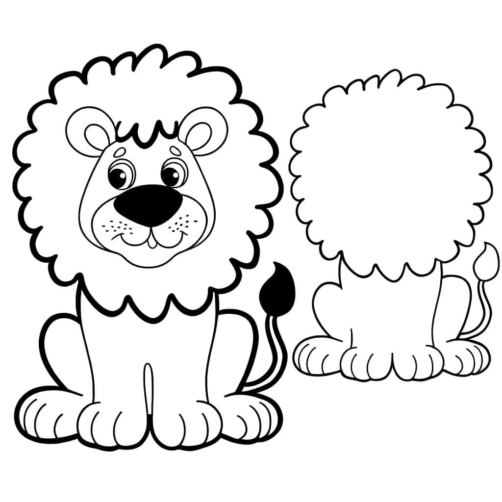 Coloriage Lion souriant à imprimer et colorier