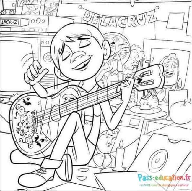 Coloriage Guitariste passionné à imprimer et colorier
