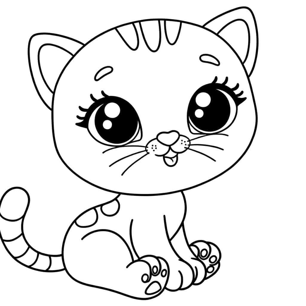 Coloriage Chaton mignon à imprimer et colorier