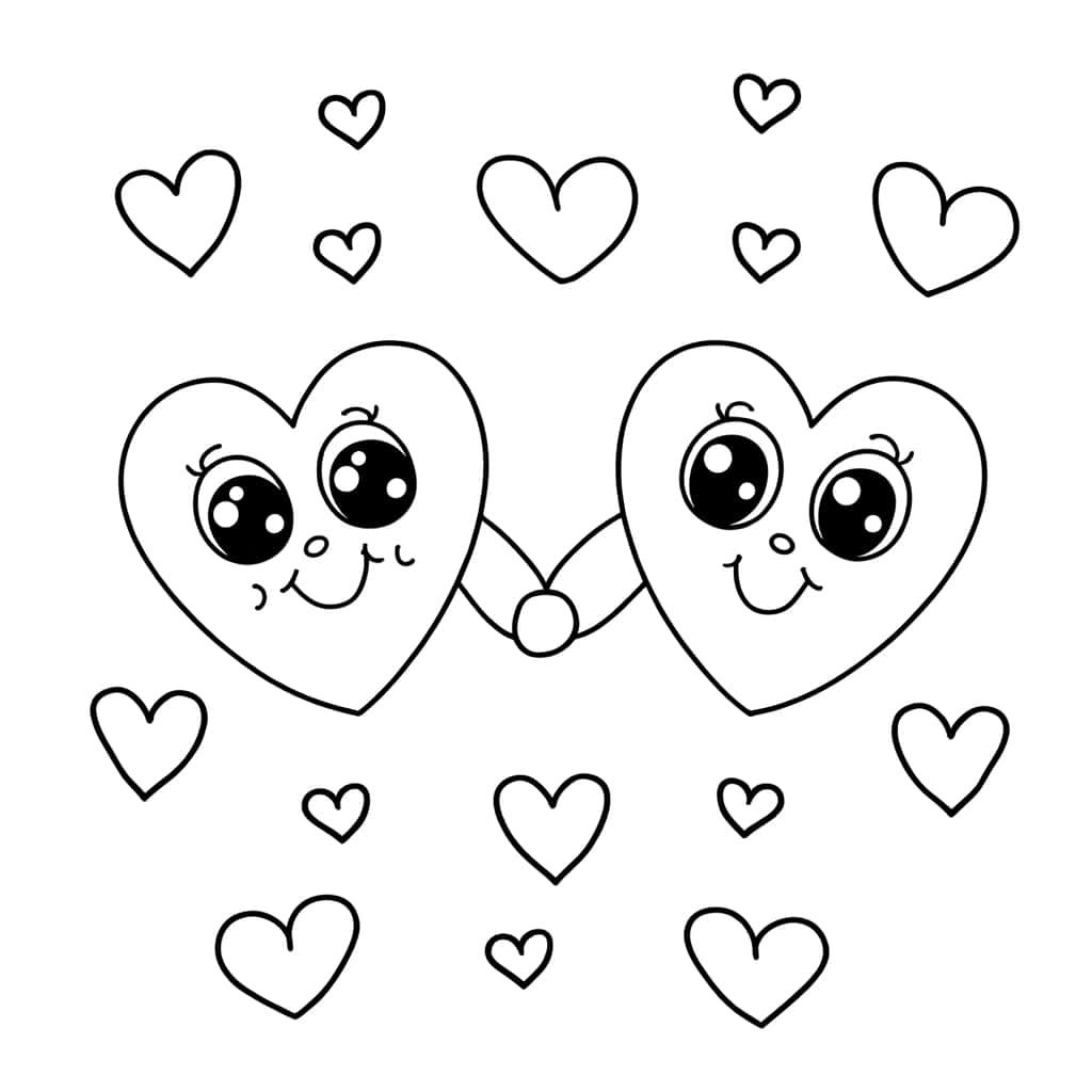 Coloriage Cœurs Amoureux à imprimer et colorier