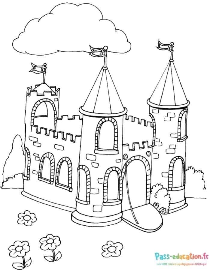 Coloriage Château de conte à imprimer et colorier