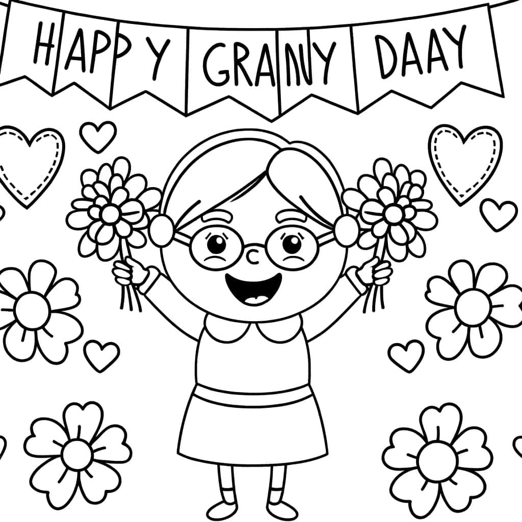 Coloriage Fête de mamie à imprimer et colorier