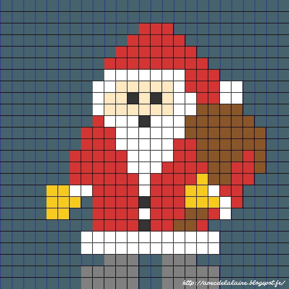 Coloriage Père Noël pixelisé à imprimer et colorier