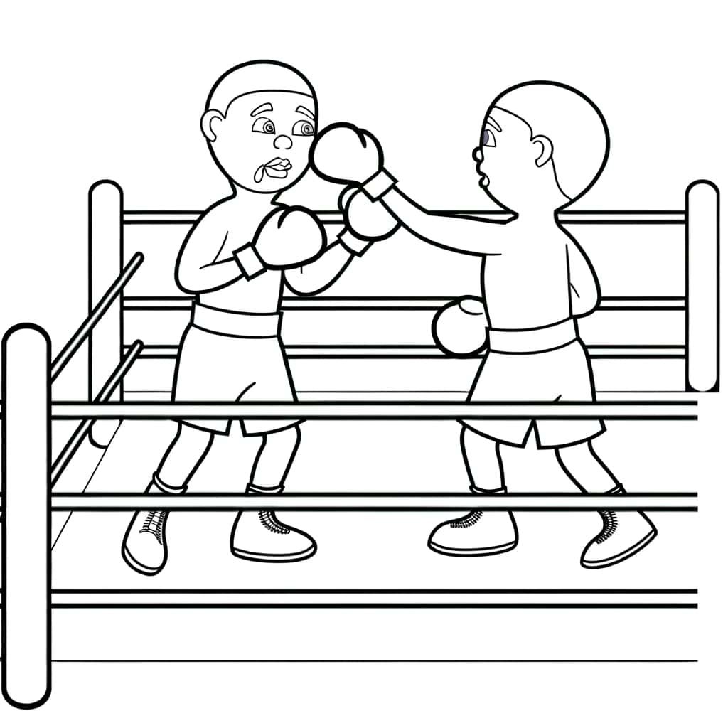 Coloriage Boxe dans l'arène à imprimer et colorier