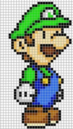 Coloriage Luigi en pixels à imprimer et colorier