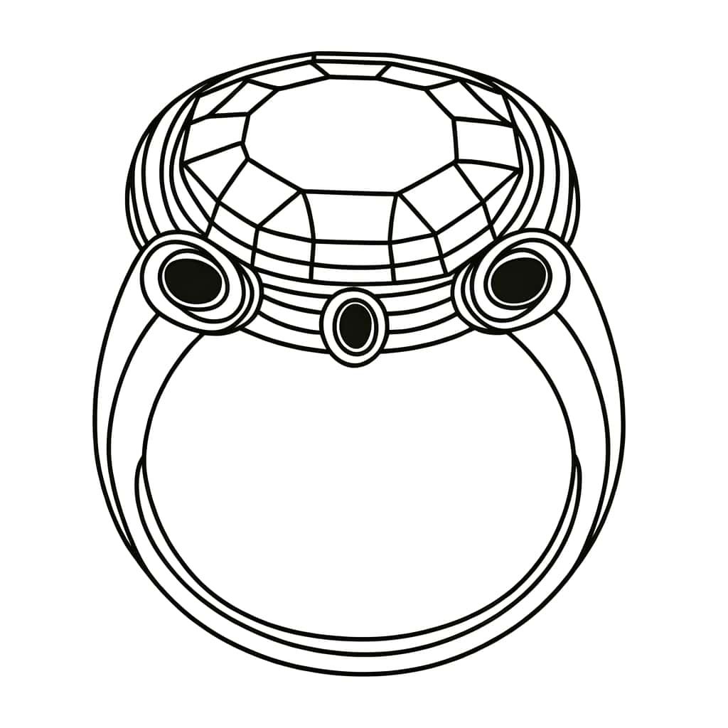 Coloriage Bague avec pierres à imprimer et colorier