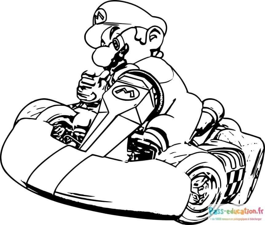 Coloriage Mario en kart à imprimer et colorier