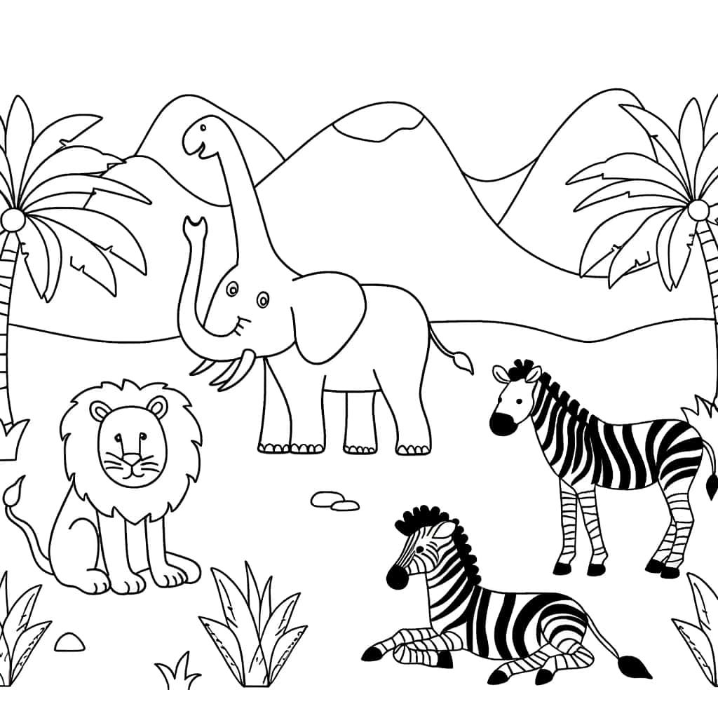 Coloriage Animaux de la Savane à imprimer et colorier